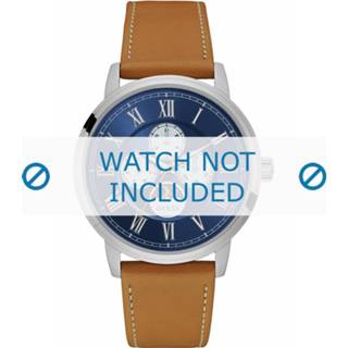 👉 Horlogeband bruin wit leder lichtbruin Guess W0870G4 Delancy 22mm + stiksel 8719217110465
