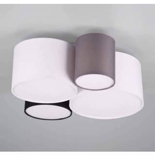👉 Plafondlamp wit textiel stof a++ Trio Leuchten Hotel met vier lampenkappen