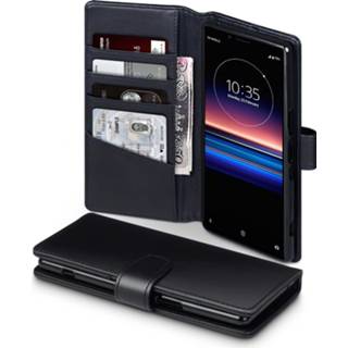 👉 Portemonnee zwart echt leer ruimte voor papiergeld bookwallet flip hoes Qubits - luxe lederen wallet Sony Xperia 1 5053102847665