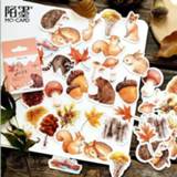 👉 Kladblok 46 PCS/box Autumn Forest Animals Decoration Adhesive Stickers Diy Cartoon Diary Scrapbook Kawaii Stationery