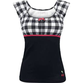 👉 Shirt T-Shirt meisjes wit zwart Pussy Deluxe Evie Plaid Girls zwart-wit 4044583297477