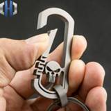👉 Keychain titanium New Skull Key Ring Men's Waist Hanging Hot Outdoor EDC Carabiner