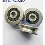 👉 Bearing steel 30mm round groove Stainless 440C Furniture Wire Rope Roller glidewheel H Slide Door Window Silent Pulley U Wheel