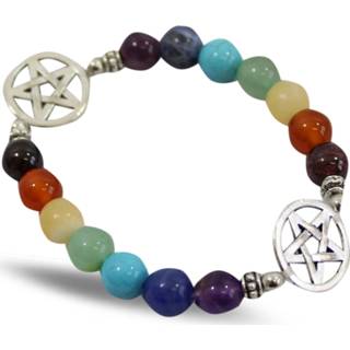 👉 Elastische Armband - 7 Chakra's met Pentagram