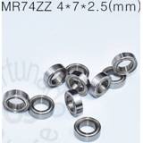 👉 Bearing steel MR74ZZ 4*7*2.5(mm) 10pieces Metal sealed free shipping ABEC-5 chrome miniature bearings hardware Transmission Part