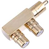 👉 Audioplug goud Vanpower Copper Gold Plated RCA Male to 2 Female Right Angle Audio Plug Splitter Adapter Converter Connector 45*22*12mm