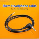 Luidspreker ChengHaoRan 50cm 95cm 3 pole Speaker & Earphone Wire for DIY Replace Headphone Cable 3.5mm Audio need welding Soldering