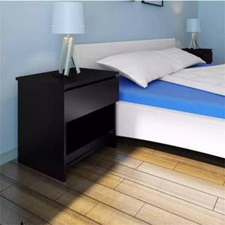 👉 Zwart VidaXL 2 Pcs Nightstand With One-Drawer Black Bedroom Furniture Modern Design Assembly Bedside Table Nightstands Home