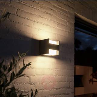 👉 Buiten wandlamp IOS app zwart philips Amazon Alexa warmwit wit aluminium Hue White Fuzo buitenwandlamp, Up&Down