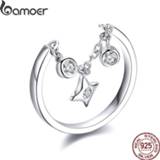 👉 BAMOER Silver Rings 925 Stelring Silver Chain Ring for Women Clear CZ Star Ajudtable Rings 2019 New Female Jewelry Gifts SCR408