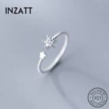 👉 Zilver meisjes INZATT Real 925 Sterling Silver Zircon Star Ring For Lovely girl Wedding Party Fine Jewelry Opening Romantic Gift 2019