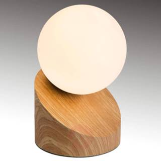 👉 Tafel lamp houten metaal warmwit nino leuchten lichtbruin a++ LED tafellamp Alisa met voet in optiek