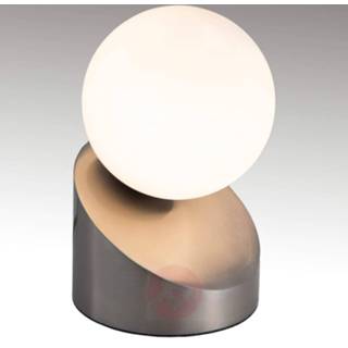 👉 Tafel lamp metaal nino leuchten warmwit mat nikkel a++ Met aanraakschakelaar - LED tafellamp Alisa
