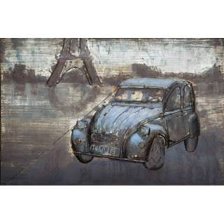 👉 Schilderij - metaalschilderij -Citroen 2cv in parijs 80x120cm 8720094063065