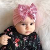 Beanie baby's Shiny Big Bow Baby Hat Cotton Newborn Cap Elastic Headbands Striped Turban Infant Hair Accessories