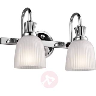 👉 Wand lamp metaal a+ warmwit elstead chroom LED wandlamp Cora voor de badkamer met 2 lampjes