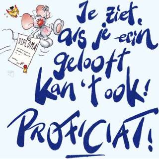 👉 Geloof in jezelf blauw Doodles | Geslaagdkaart Proficiat Muis