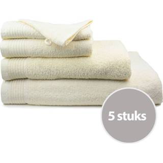 👉 Badhanddoek katoen unisex beige The One Deluxe Voordeelpakket 70x140 550 gram Ivory (5 stuks)