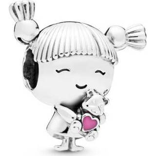 👉 Bedel roze zilver unisex meisjes PANDORA Girl with Pigtails bedel, Bedels uit Sterling zilver, Roze, 798016EN160