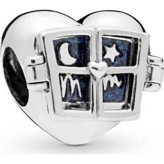 👉 Bedel zilver blauw unisex PANDORA Window Heart bedel, Bedels uit Sterling zilver, Blauw, 798006EN63