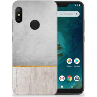 Xiaomi Mi A2 Lite Uniek TPU Hoesje Wood Concrete 8720091502574