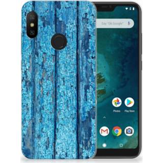 👉 Blauw Xiaomi Mi A2 Lite Uniek TPU Hoesje Wood Blue 8720091524903