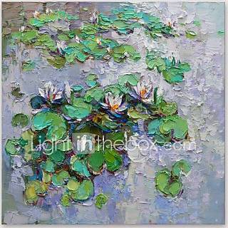 👉 Olieverf medium Iarts® handgeschilderde lotus met uitgerekt frame voor huisdecoratie