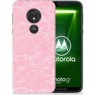 👉 Wit Motorola Moto G7 Power TPU Hoesje Design White Flowers 8720091021075