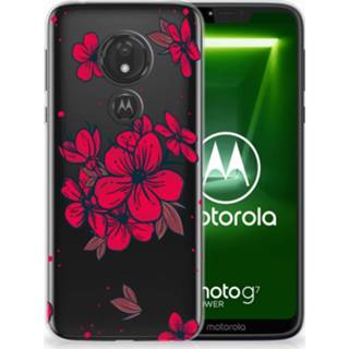 👉 Rood Motorola Moto G7 Power TPU Hoesje Design Blossom Red 8720091465466