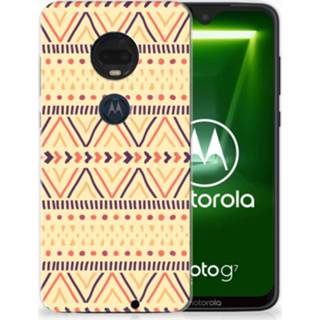 Geel Motorola Moto G7 | Plus Uniek TPU Hoesje Aztec Yellow 8720091955790