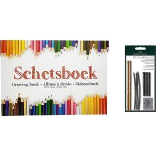 👉 Schetsboek volwassenen active wit papier A4 met houtskool tekenpakket