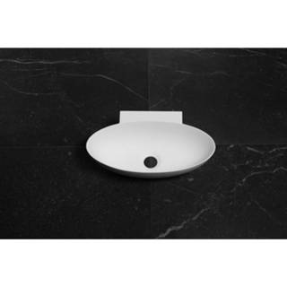 👉 Fontein wit Mat solid surface ovaal Luca Sanitair 40x22x12 cm (zonder kraangat) 8719304408208