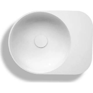 👉 Wastafel wit Mat solid surface rond zonder waste solidcap Ideavit 6.0 Opbouw 50x38x15.5 cm 8719304476238