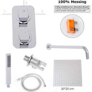 👉 Regendouche chroom Brauer Bonn inbouw set 5703D muurarm 20x20 cm 8719304124696