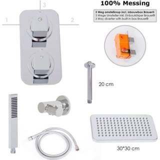 👉 Regendouche chroom Brauer Bonn inbouw set 5703F plafondarm 14.5x25 cm 8719304124719