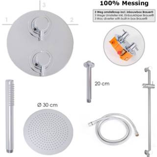 👉 Regendouche chroom Brauer Stuttgart inbouw set 5503L plafondarm glijstang ?30 cm 8719304124108