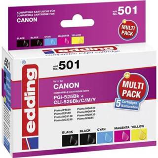 👉 Edding Inkt vervangt Canon PGI-525, CLI-526 Compatibel Combipack Zwart, Foto zwart, Cyaan, Magenta, Geel edding 501 EDD-501