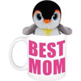 👉 Knuffel Moederdag Best mom mok met pinguin