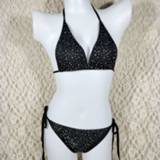 👉 Bikini zwart vrouwen Sexy dames Diamond Crystal instellen Push-Up Bandage aanpassing badmode grootte: één Size(Black) 8206664979399
