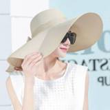 👉 Hoed m vrouwen zomer hoeden opvouwbare brede rand strand Sun Straw Cap elegante Caps Color:Beige(M) 8212099125485