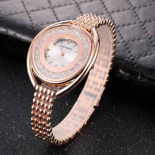 👉 Watch wit steel rose goud vrouwen CAGARNY 6876 waterbestendig Fashion Quartz Wrist with Stainless Band (Rose + wit) 8212099127922