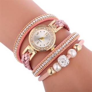 👉 Armband wit parels vrouwen Duoya D249 geweven Twisted rond analoog Quartz Wrist horloge voor Ladies(creamy-white) 8212099142697