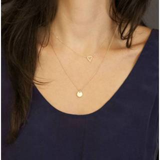 👉 Paillet goud vrouwen Korte Necklace(gold) van eenvoudige holle driehoek pailletten vrouw 8212099150852