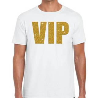 👉 Shirt wit goud s mannen Toppers - VIP glitter tekst t-shirt heren