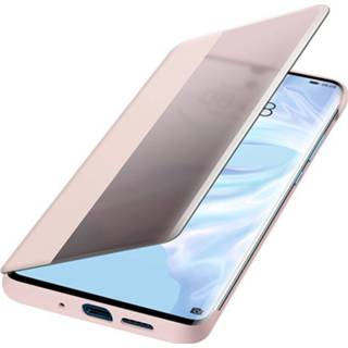 👉 Flipcase unisex vrouwen unicolor roze kunstleer kunstleder Smart View Flip Case voor de Huawei P30 Pro - 6901443277261