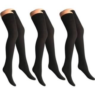 👉 Panty's zwart One Size vrouwen 3 paar Dames panty/overknees - 70 denier 7432029889862