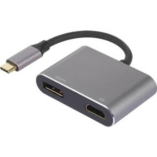 👉 DisplayPort zwart Renkforce USB / HDMI Adapter [1x USB-C stekker - 1x bus, HDMI-bus] Vergulde steekcontacten 4053199550333