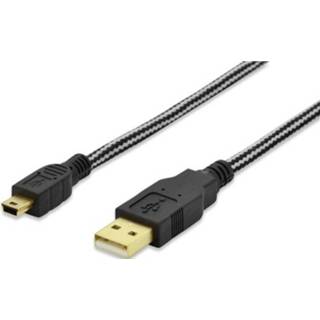 👉 Ednet USB 2.0 Aansluitkabel [1x USB-A 2.0 stekker - 1x Mini-USB 2.0 stekker B] 1.8 m Zwart Vergulde steekcontacten