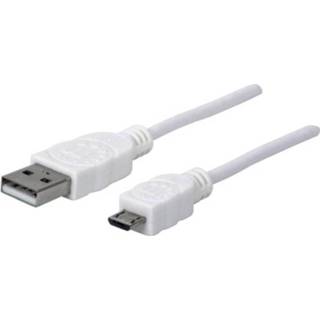 Wit mannen USB 2.0 Kabel Manhattan [1x USB-A stekker - 1x Micro-USB B] 1 m 766623323987
