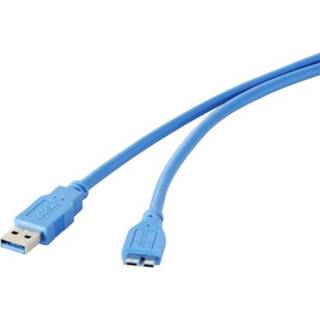 USB 3.0 Aansluitkabel [1x USB 3.0 stekker A - 1x Micro-USB 3.0 stekker B] 0.5 m Blauw Vergulde steekcontacten Renkforce